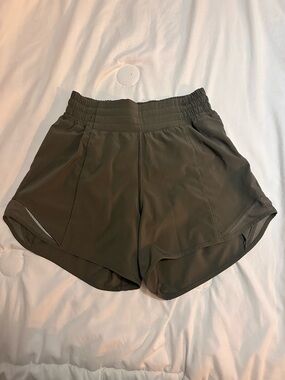 Lululemon Hotty Hot Military Green Running Shorts